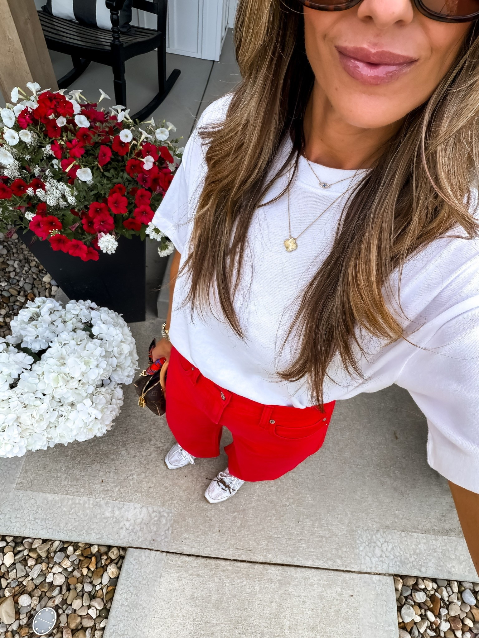 Red and white is such a classic combo, especially this time of year ❤️ A simple white tee paired with bold red denim makes the whole outfit feel fun without trying too hard. Casual, easy, and one of those looks that always gets compliments.

red denim outfit, white tee outfit, casual chic style, summer outfit ideas, everyday fashion, elevated basics, patriotic outfit inspiration, casual style, mom style, denim outfit ideas, effortless fashion, themominstyle

#LTKootd #LTKSeasonal #LTKOver40