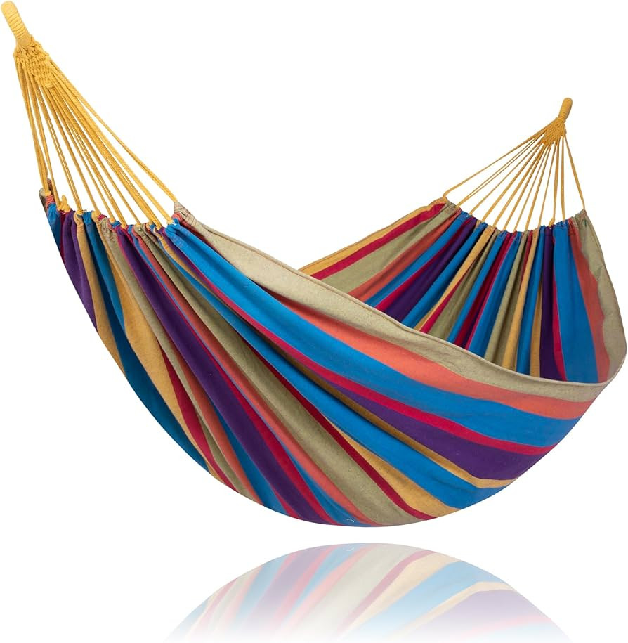 SUNCREAT Outdoor Double Hammock, Portable Tree Colorful Hammock, Colorful Stripes | Amazon (US)