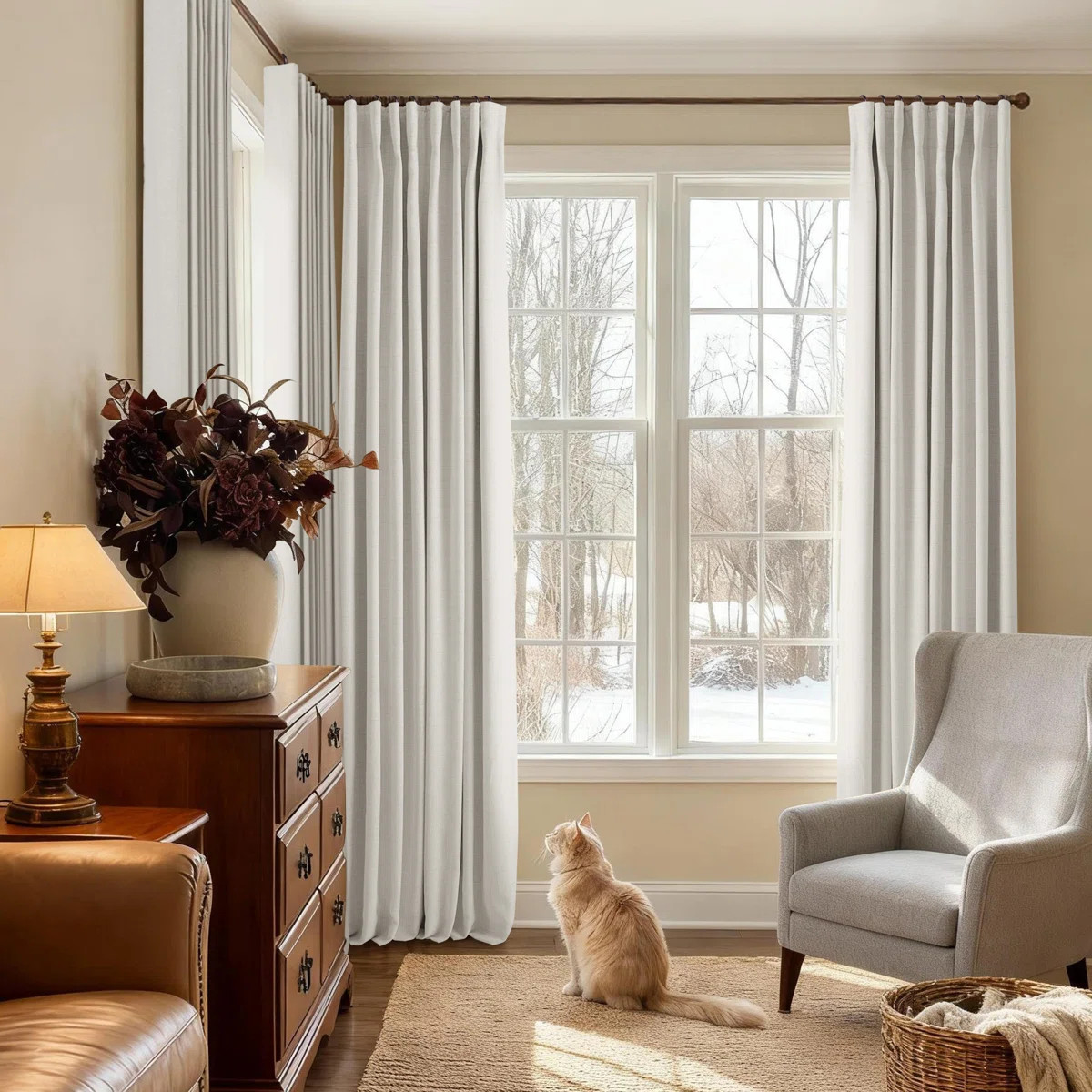 Birglinde Faux Linen Textured Thermal 100% Blackout Curtains for Bedroom Living Room Rod Pocket/R... | Wayfair North America