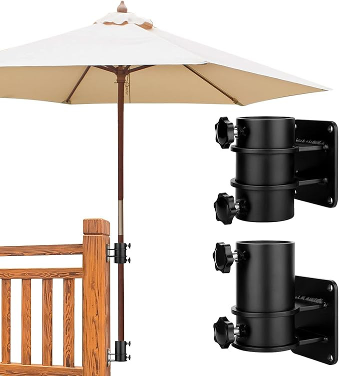 BRILLIHOOD Pair of Patio Umbrella Side Holder, Stainless Steel Parasol Holder Umbrella Clamp Moun... | Amazon (US)