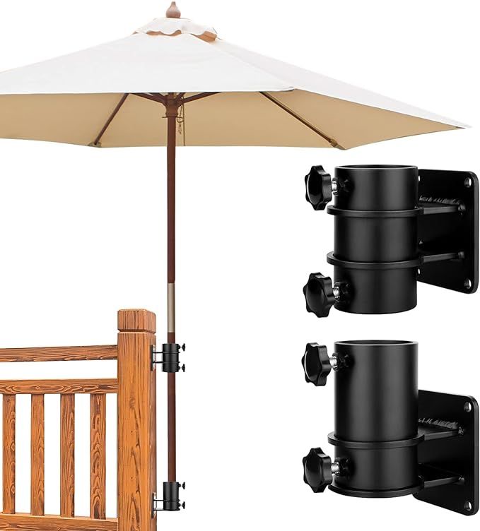 BRILLIHOOD Pair of Patio Umbrella Side Holder, Stainless Steel Parasol Holder Umbrella Clamp Moun... | Amazon (US)