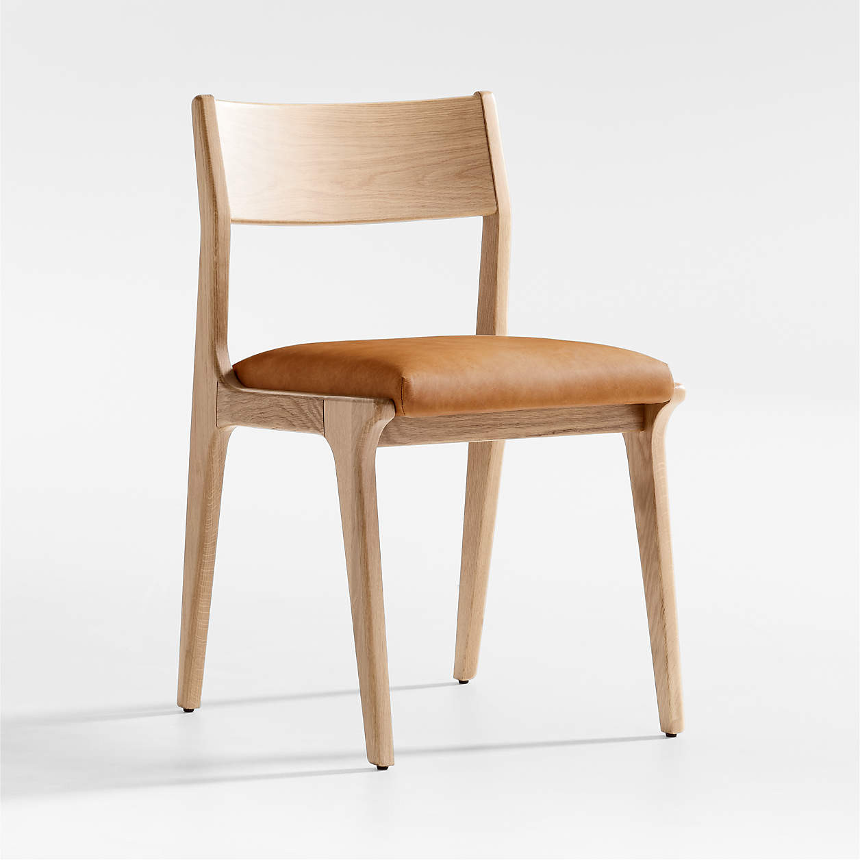 Lakin White Oak Leather Dining Side Chair | Crate & Barrel | Crate & Barrel