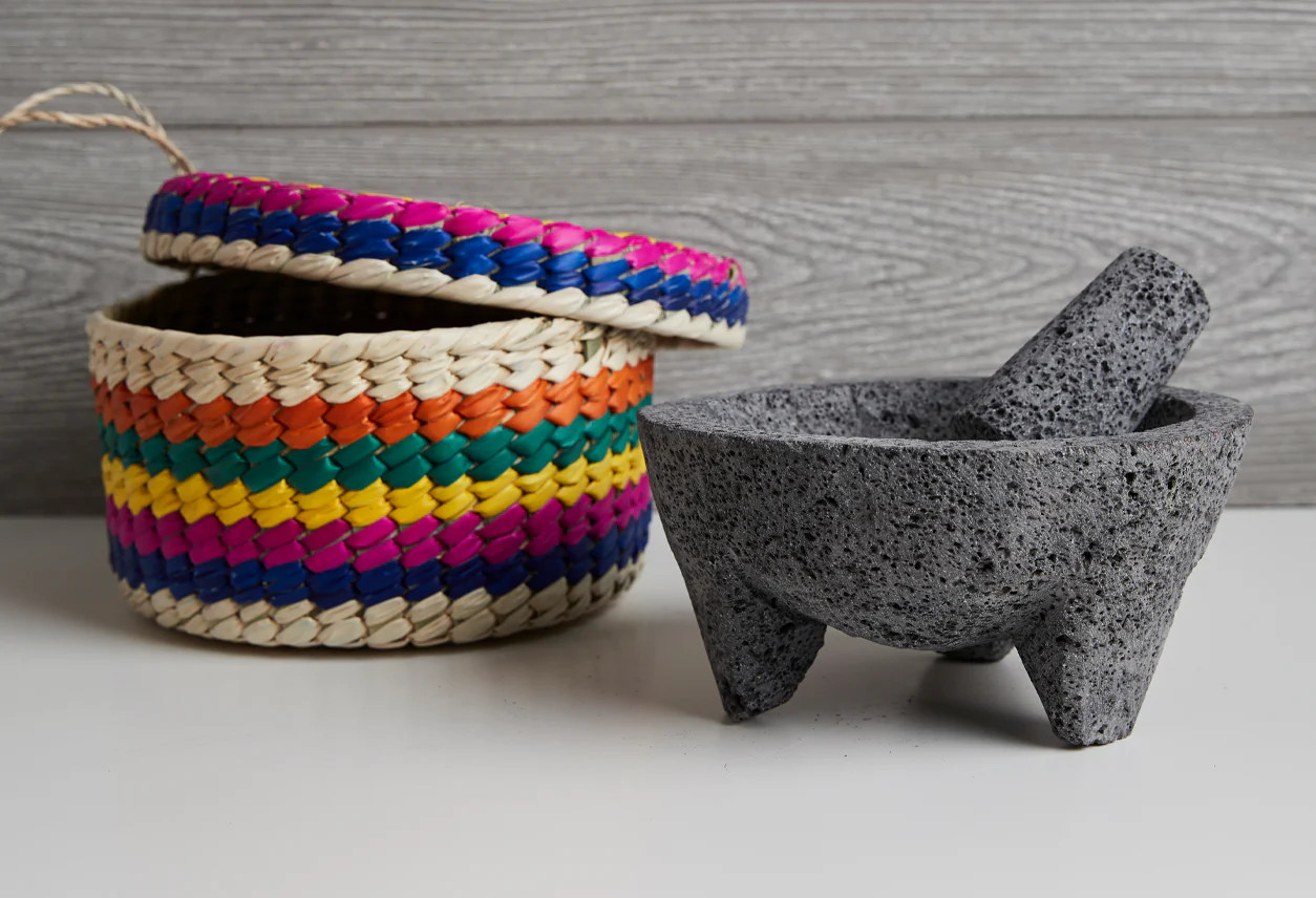 Authentic Molcajete & Tortilla Basket | Verve Culture