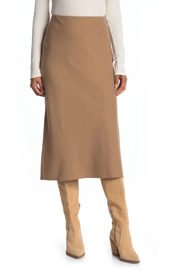 Brushed Flannel Wool Blend Midi Skirt | Nordstrom