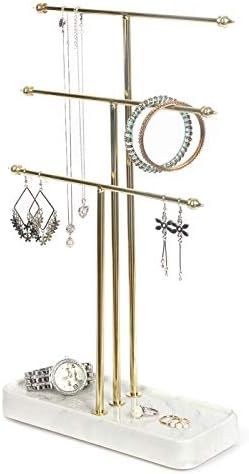 J JACKCUBE DESIGN 3 Tier Gold Metal Jewelry Display Stand Tree Organizer, Holder Rack Hanger Tower f | Amazon (US)