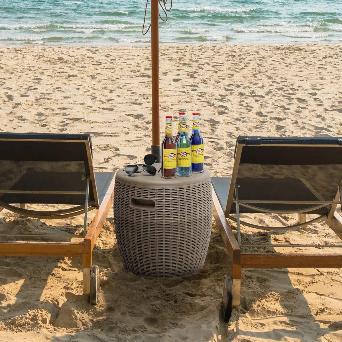 Giantex 9.5 Gallon Wicker Round Ice Cooler – Outdoor Patio Ice Bucket With Side Handles & Drain... | Wayfair North America