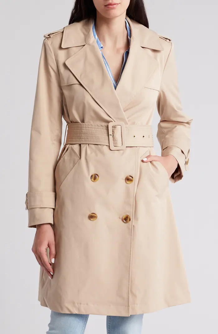 BCBGeneration Double Breasted Belted Flared Trench Coat | Nordstromrack | Nordstrom Rack