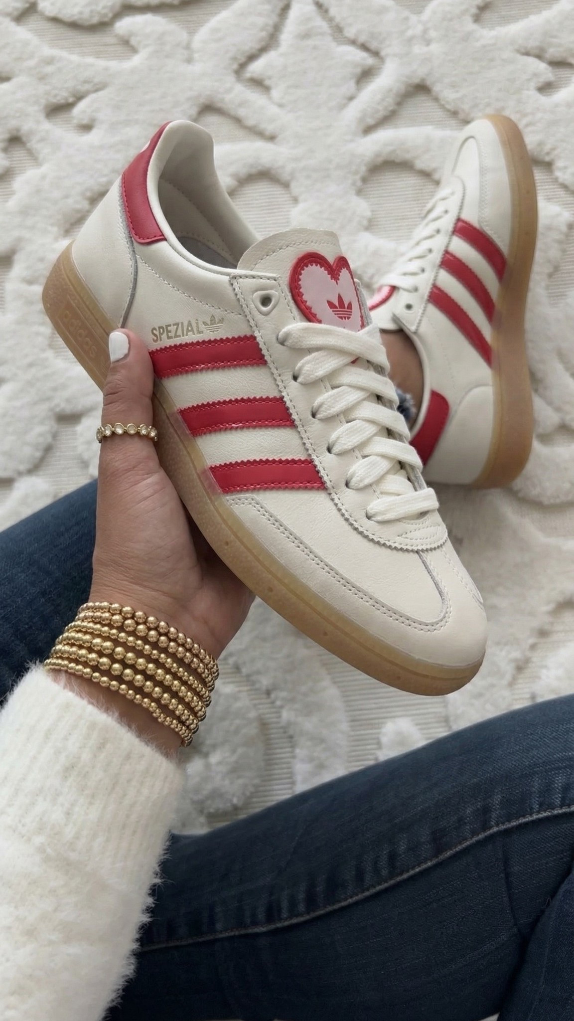 Adidas heart sneakers back in stock. Runs a half size big 