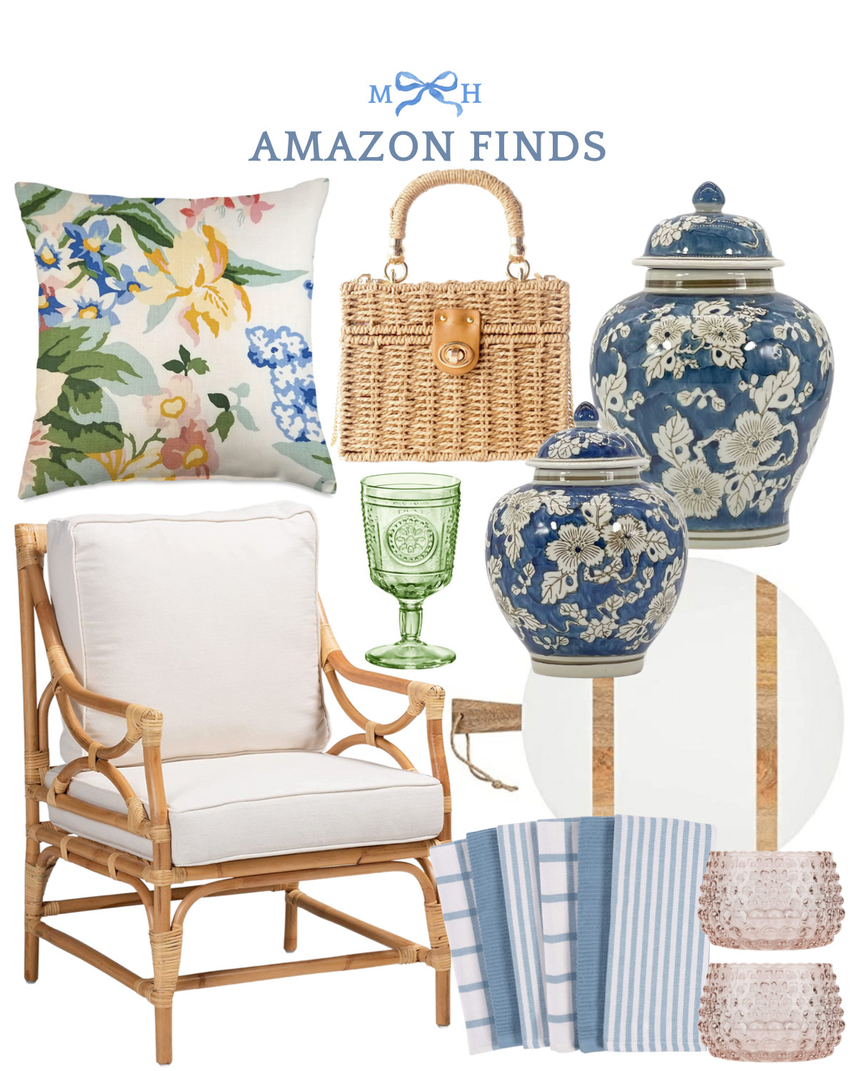 Preppy classic timeless coastal interiors home design decorating Neutral entertaining furniture deco | Amazon (US)