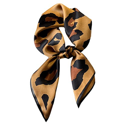 Aufeel 100% Pure Mulberry Silk Square Scarf for Hair-27''x27''- Women Silk Neckerchief Head Wrap Scarf, Classic Leopard, S | Amazon (UK)