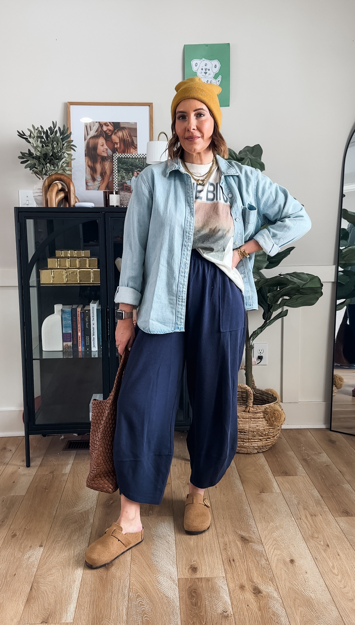 Another comfy outfit. Wearing a small in everything. The tee is super oversized, I suggest sizing down. Pants and button down are true to size. Pants come in a bunch of colors.  

 #LTKootd #LTKmomlife #LTKOver40