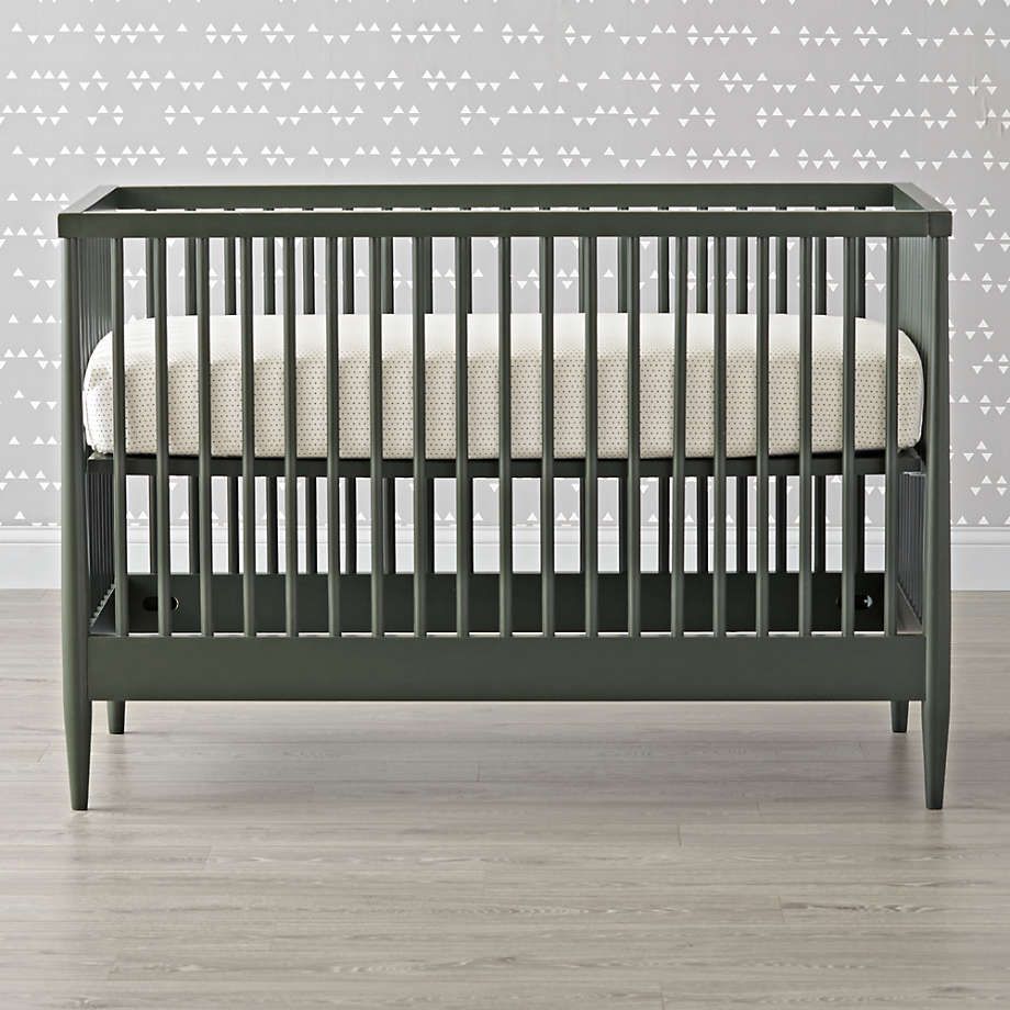 Hampshire Olive Green Wood Convertible Baby Crib + Reviews | Crate & Kids | Crate & Barrel
