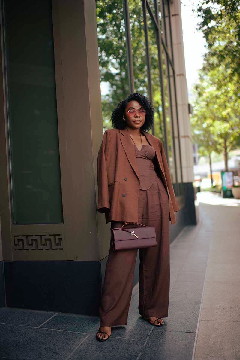 🤎 a color to wear year round for
Work and after hours 
Wearing a small in the corset top and pants. Sized up in the blazer for the oversized fit 

#LTKWorkwear #LTKOver40 #LTKStyleTip