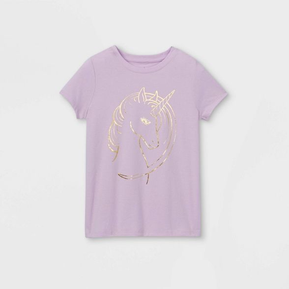 Girls' Shine Unicorn Graphic Short Sleeve T-Shirt - Cat & Jack™ Light Purple | Target