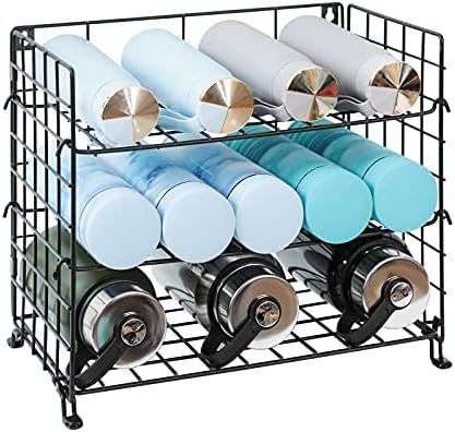 X-cosrack Adjustable Water Bottle Organizer,3-Tier Wall-Mounted Water Bottle Holder, Stackable Wa... | Amazon (US)