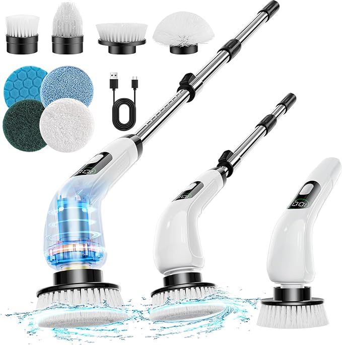 Electric Spin Scrubber, 2023 New Cordless Shower Scrubber with 8 Replaceable Brush Heads and Adju... | Amazon (CA)