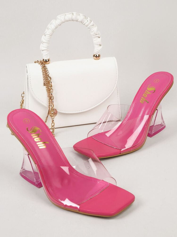 PVC Strap Statement Chunky Heels | SHEIN