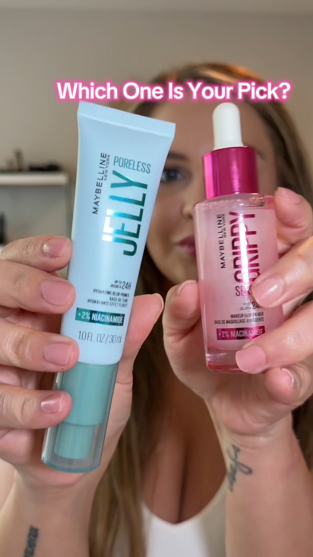 Today I'm trying out @maybelline Primers!
Poreless Jelly- 24HR
✨Hydrating Blurring Primer-
what is it: This primer has Water Jelly technology that leaves a weightless, fresh feel and delivers an instant skin-like blur. 

✨Grippy Serum Hydrating Grip Primer Makeup- What is it: Delivers plump, hydrated skin that's grips makeup for up to 24 hours! #newdrugstoremakeup #newmakeupreleases #maybelline #MaybellinePartner #makeup #primer

#LTKBeauty