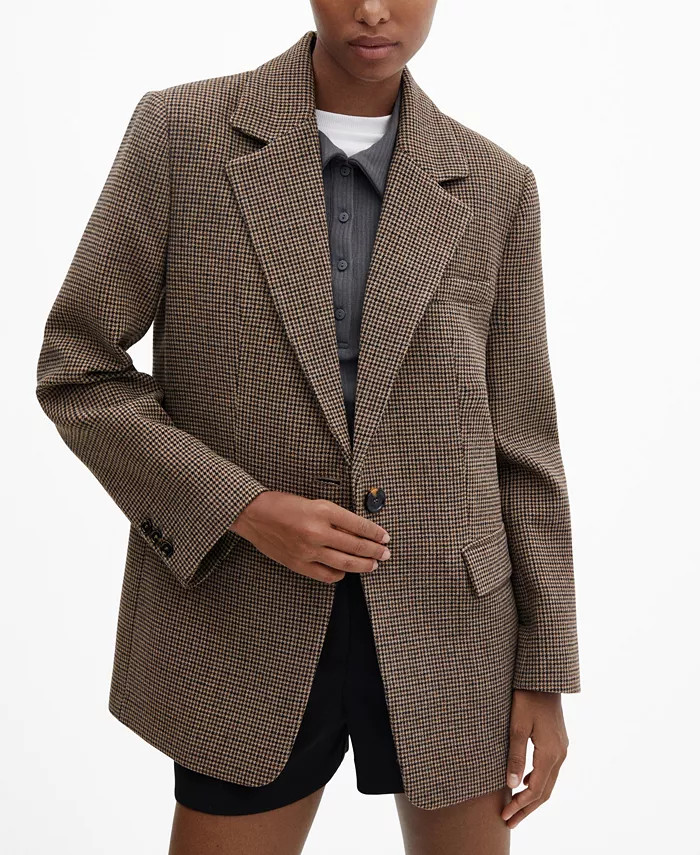 Women's Lapels Houndstooth Suit Blazer | Macy's