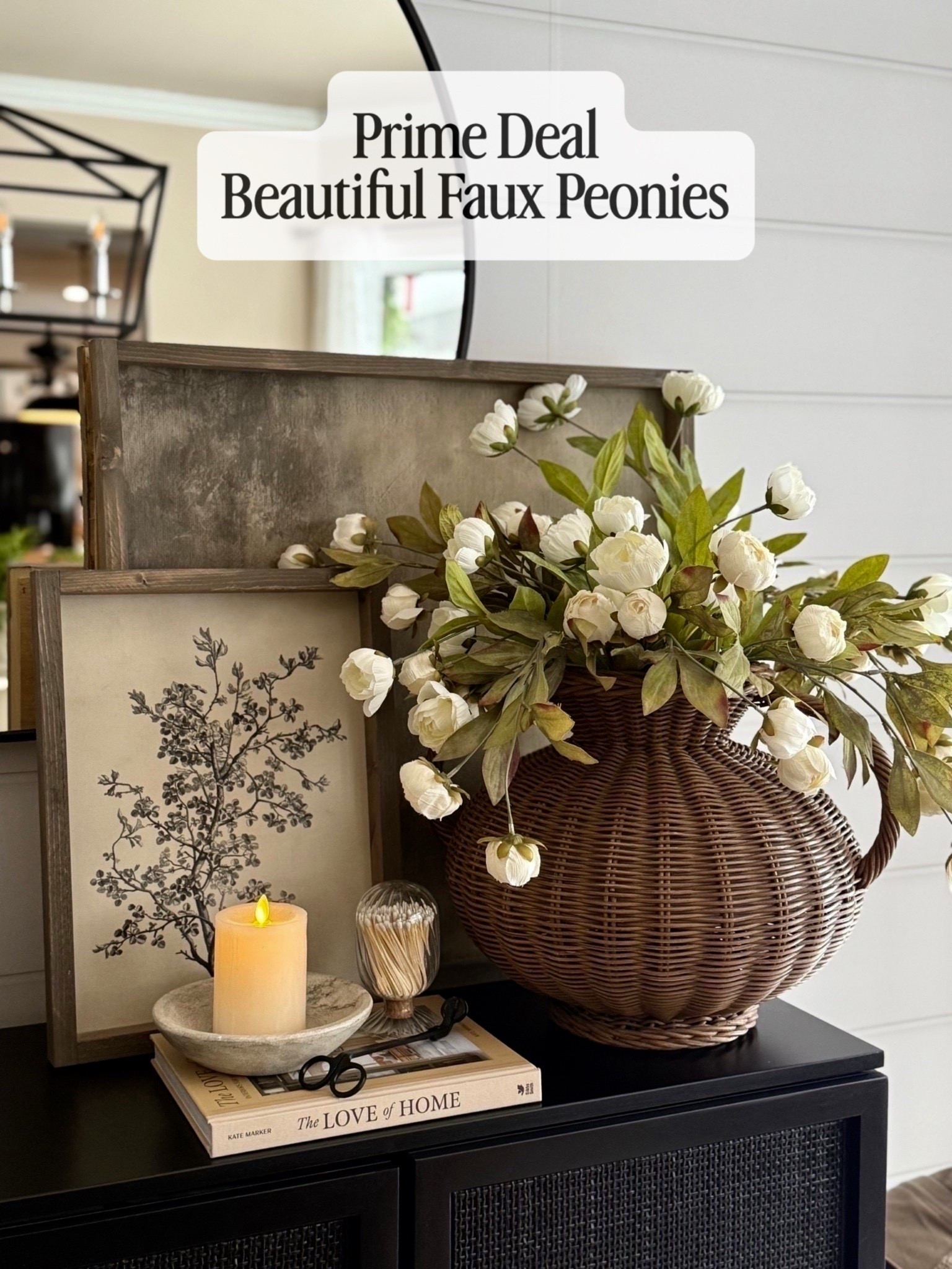 Beautiful Faux Peonies On Prime Deal 🤍 These Amazon faux peonies add such a soft, collected feel to this corner! The creamy blooms and natural-looking greenery look beautiful tucked into a woven vase—and 400+ have been bought in the past month! An easy way to refresh a console or entryway.

#LTKHome #LTKSaleAlert #AmazonHome #FauxPeonies #NeutralHomeDecor