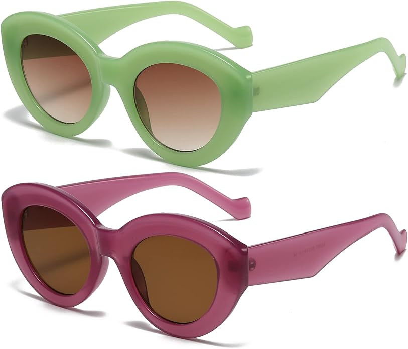 AIEYEZO Oversized Cat Eye Sunglasses for Women Cute Oval Thick Frame Cateye Sun Glasses Chic Retr... | Amazon (US)