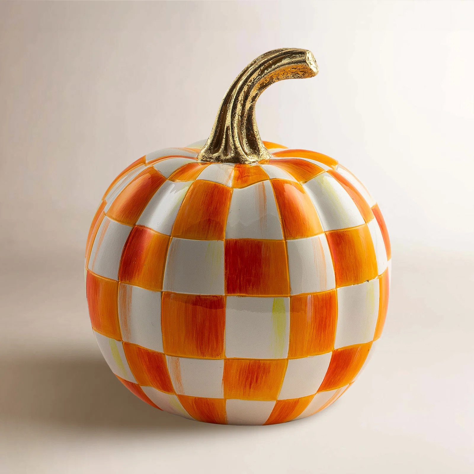 MacKenzie-Childs Autumn Orange Check Pumpkin | Birch Lane