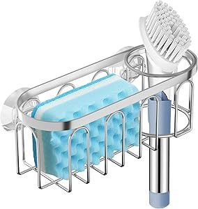 Yazoni 2-in-1 Sponge Holder for Kitchen Sink, Suction Cup Sponge Rack Kitchen Sink Caddy, No Dril... | Amazon (US)
