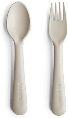 mushie Flatware Fork and Spoon Set for Kids | Made in Denmark (Ivory) | Amazon (US)