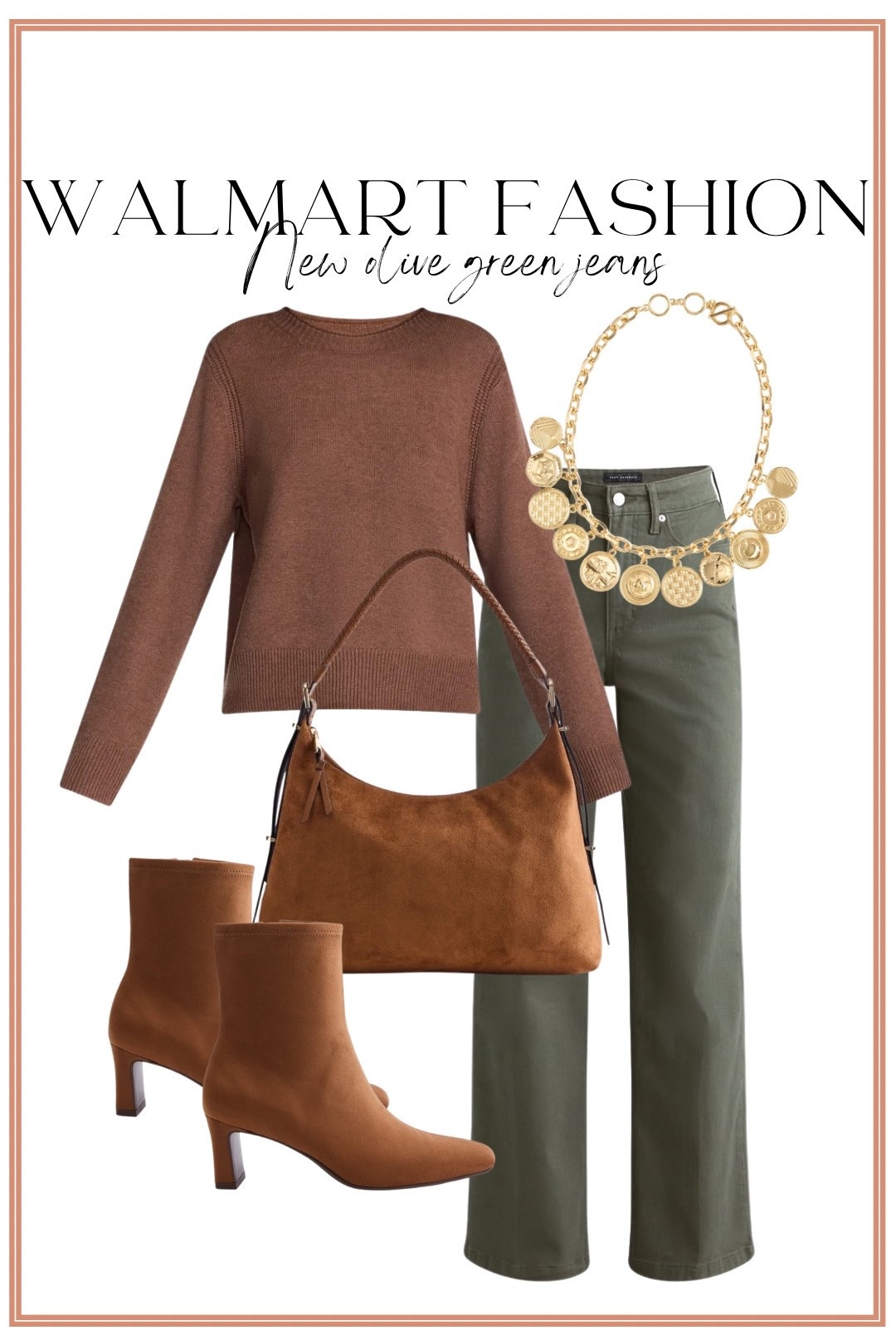 Olive green jeans are having a moment and this new Walmart pair is such a fun way to switch up your fall denim! 🙌 I love them styled with a chocolate brown sweater, cognac accessories, ankle boots, and a statement gold necklace. The brown + olive color combination is SO pretty for fall and gives you an easy casual outfit that still feels polished! ✨

#walmartfashion #walmartfinds #walmartstyle #walmartjeans #falloutfits #fallfashion #olivegreenjeans #brownoutfit #casualfalloutfit #affordablefashion #womensfashion #fallstyle #outfitinspo

#LTKootd #LTKPetite