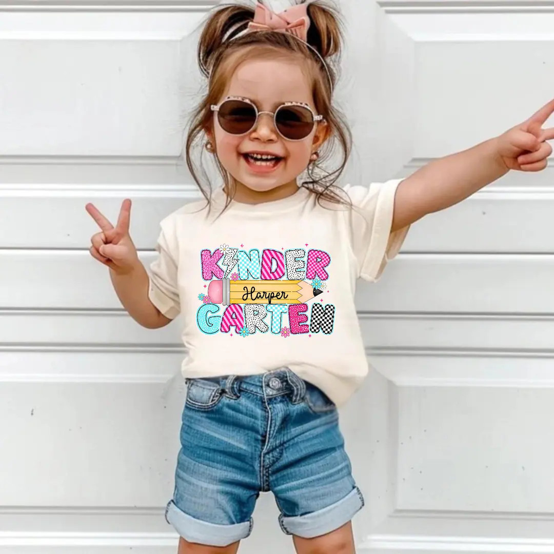 Personalized Kindergarten Tshirt Girls Custom Kids Name Back to School Shirt Toddler Kid Kinderga... | Etsy (US)