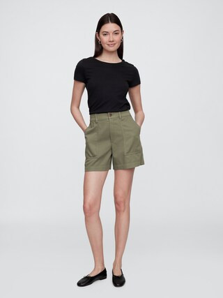 High Rise 4" Khaki Girlfriend Shorts | Gap Factory