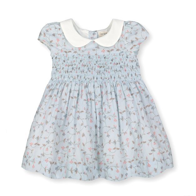 Hope & Henry Layette Baby Girl Woven Short Sleeve Dress with Peter Pan Collar, Infant | Target