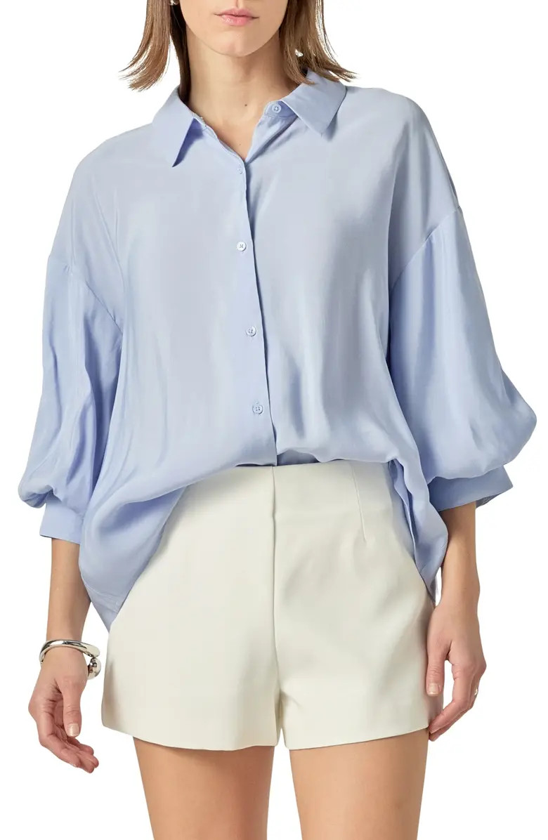 Balloon Sleeve Button-Up Shirt | Nordstrom