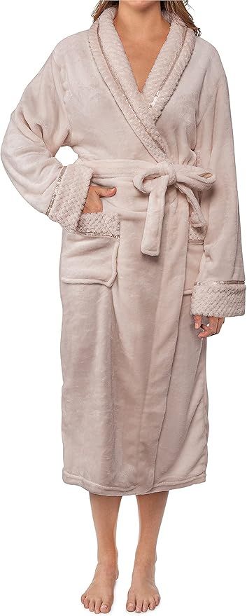 PAVILIA Soft Plush Women Fleece Robe, Cozy Bathrobe, Female Spa Robe, Waffle | Amazon (US)