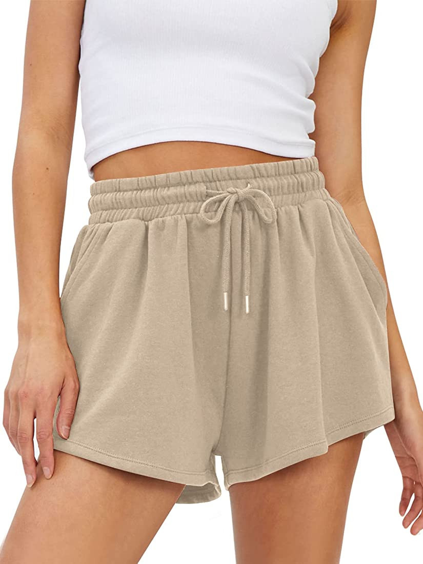 AUTOMET Womens Sweat Shorts Casual Summer Athletic Shorts Elastic Comfy Shorts High Waist Shorts ... | Amazon (US)