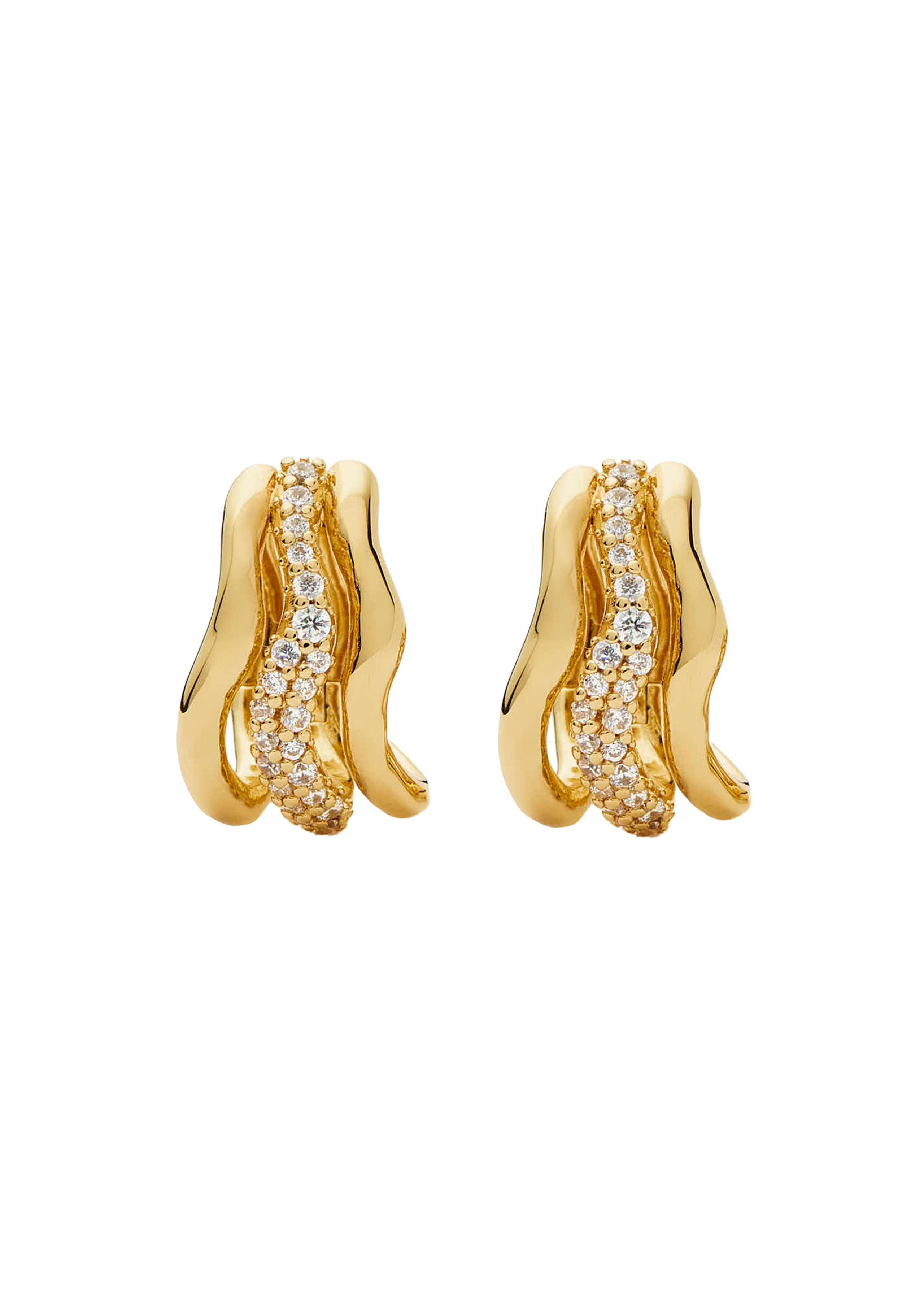 Molten snow 18ct gold- plated triple small hoop earrings | Harvey Nichols