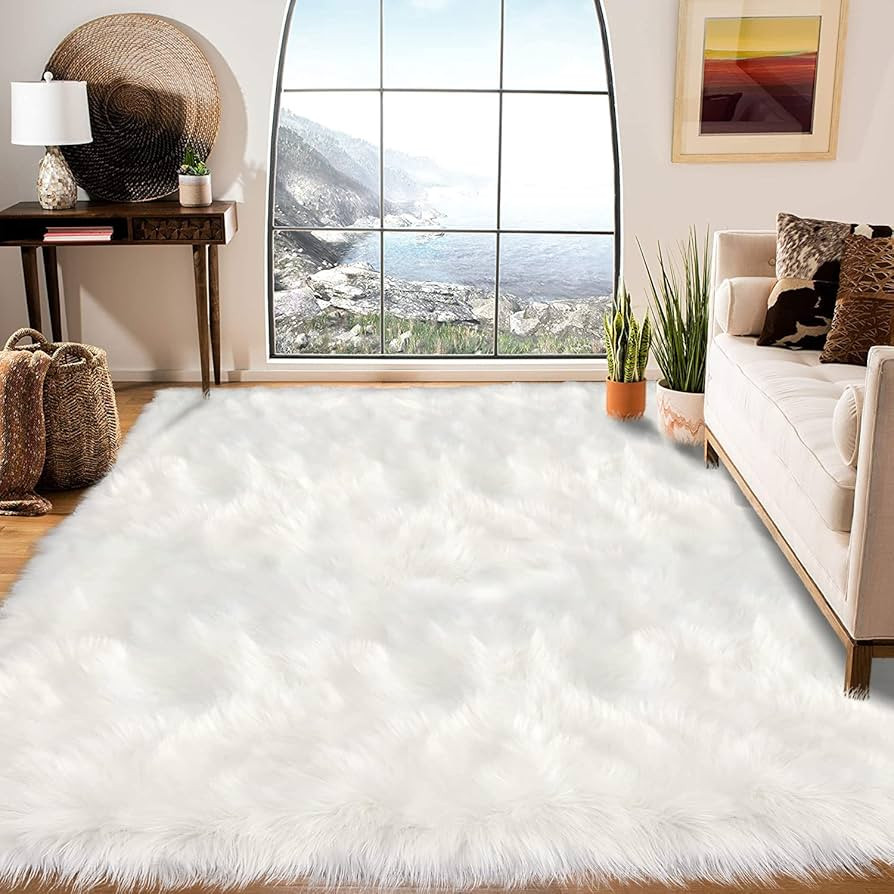 Latepis Fur Rug 6x9, Faux Fur Sheepskin Rug for Living Room, Fluffy Washable Rug for Bedroom, Pla... | Amazon (US)