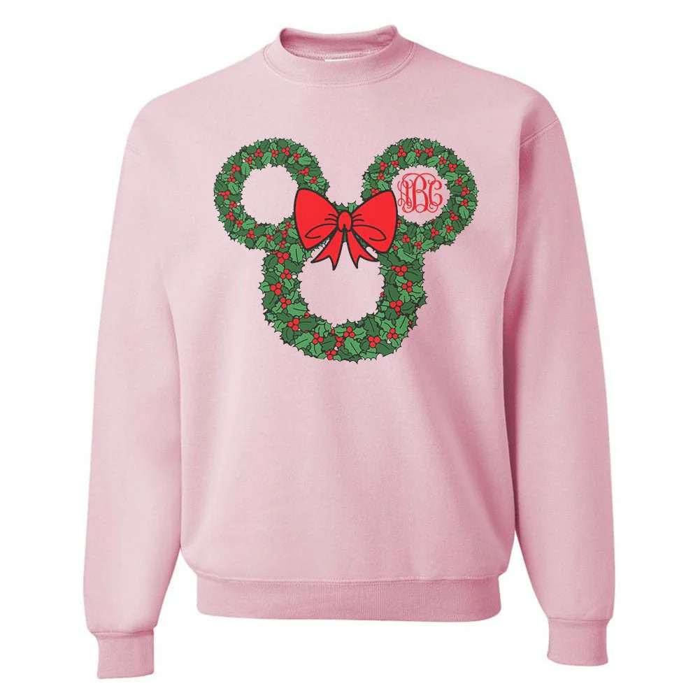 Monogrammed 'Minnie Christmas Wreath' Crewneck Sweatshirt | United Monograms