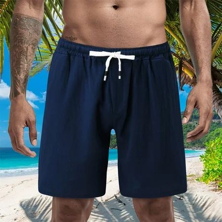 MRULIC mens shorts Men Summer Solid Color Short Patchwork Sports Short Tether Pocket Short Cotton And Linen Fashion Short Men Casual Shorts Navy Blue + XXL | Walmart (US)