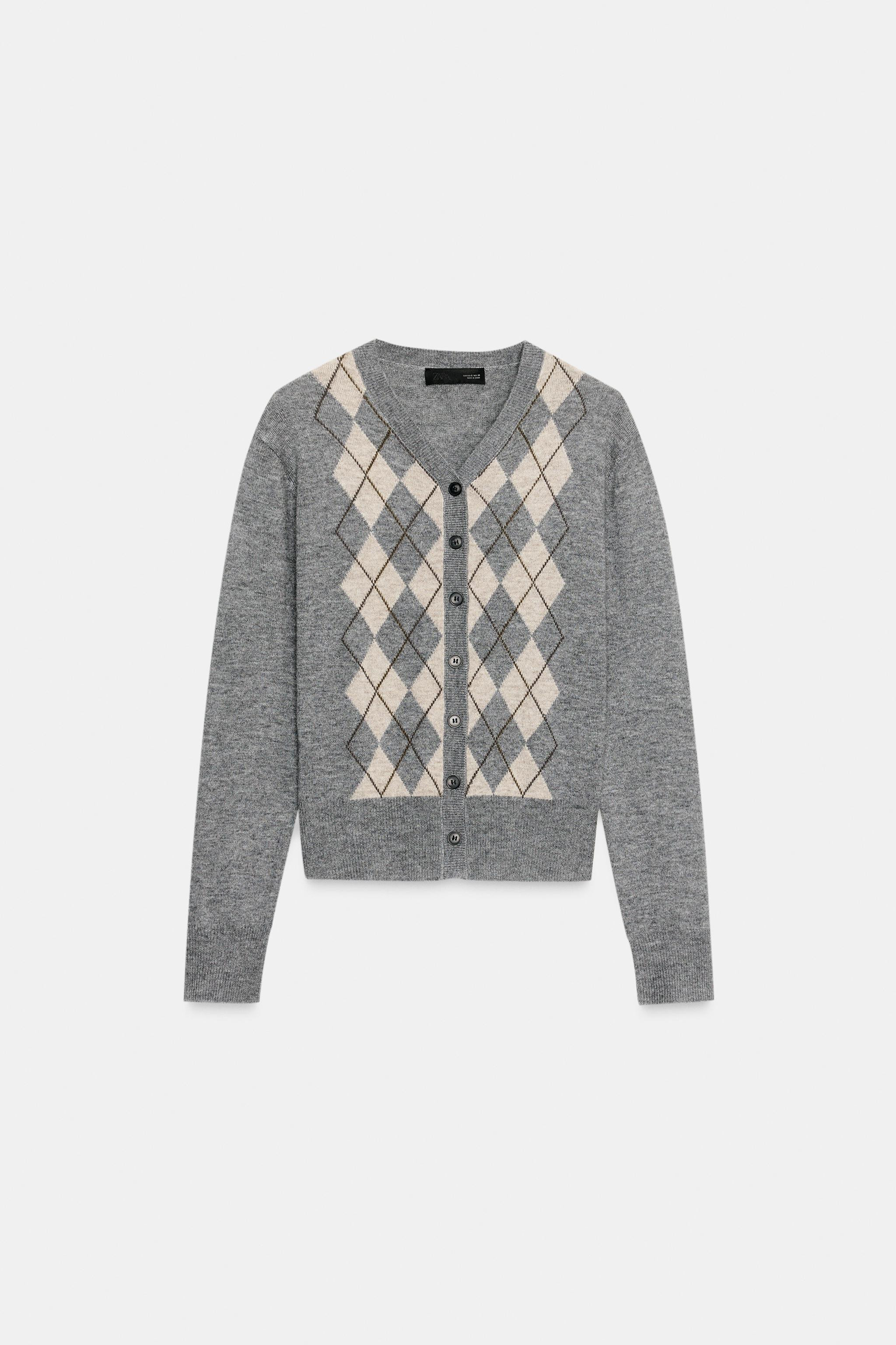 WOOL BLEND ARGYLE CARDIGAN | Zara UK
