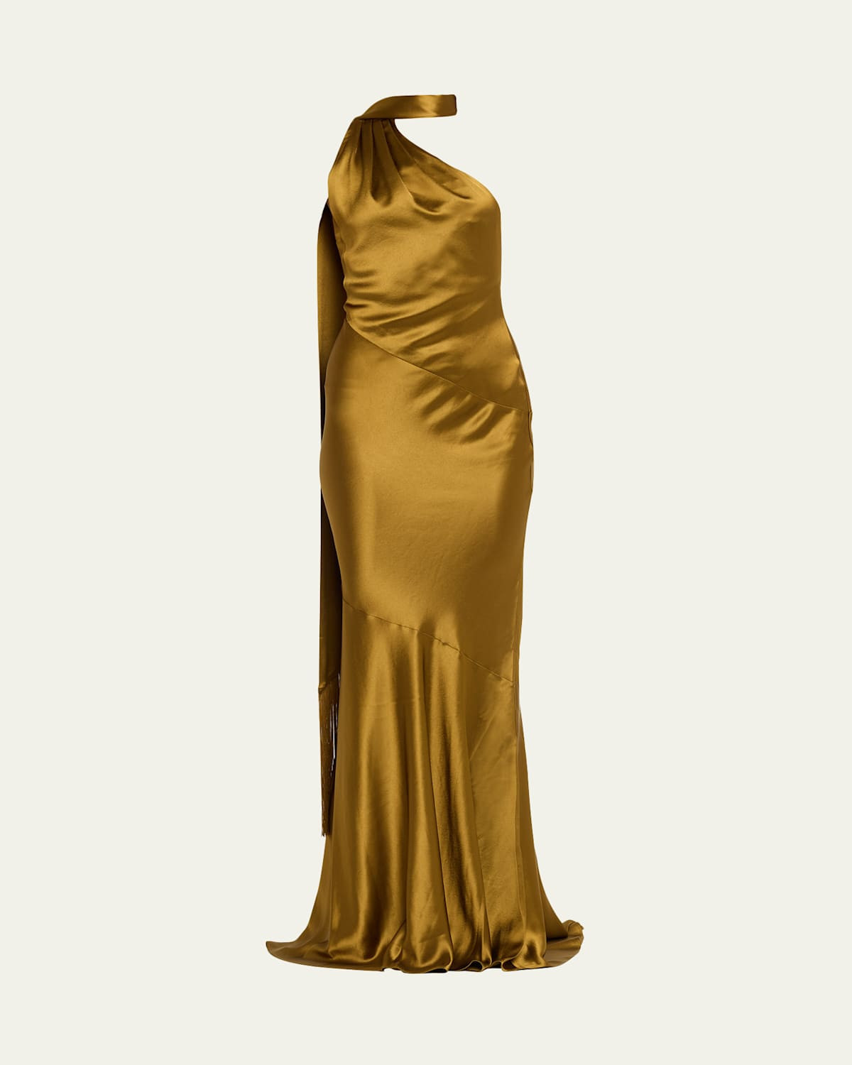 Kelsa High-Neck Satin Scarf Gown | Bergdorf Goodman