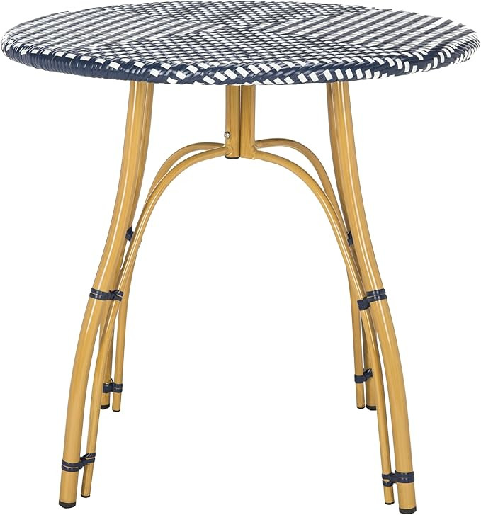 Safavieh PAT4011A Outdoor Collection Kylie Navy and White Rattan Bistro Table | Amazon (US)