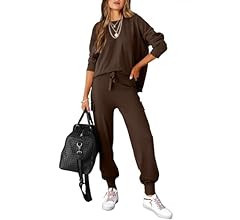 Caracilia Women's Two Piece Outfits Sweater Sets Long Sleeve Knit Pullover Tops and Cargo Jogger ... | Amazon (US)