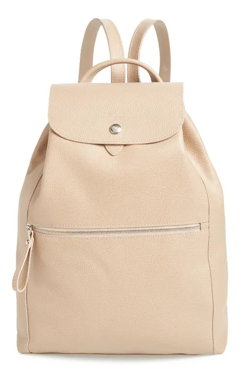 Longchamp Leather Backpack in Greige at Nordstrom | Nordstrom