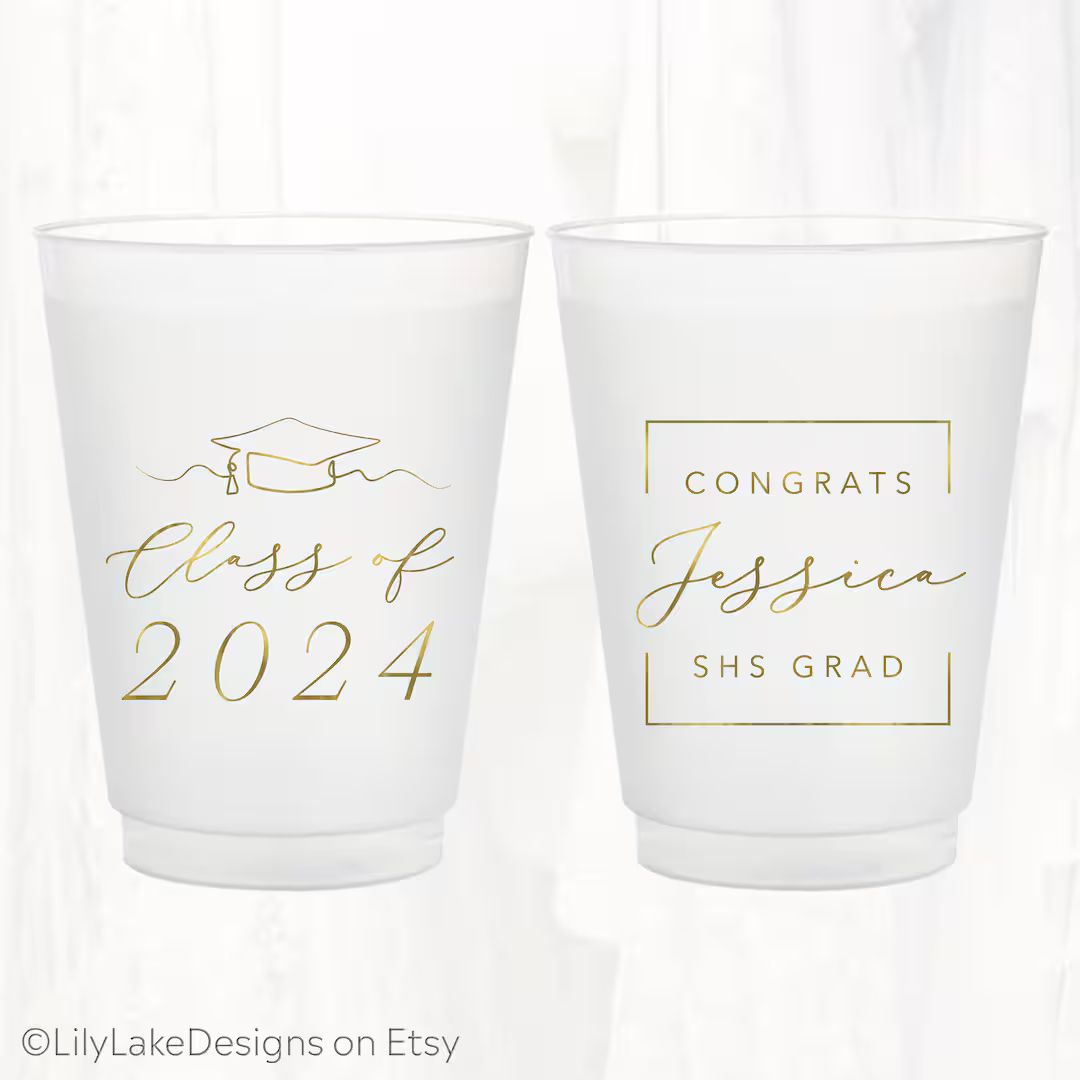 Personalized Graduation Party Favors, Custom Grad Party Frosted Cups Class Of, High School Colleg... | Etsy (US)