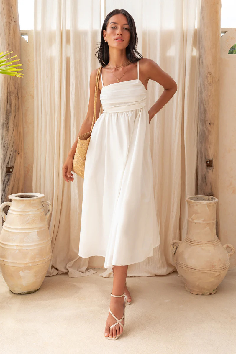 Dreamscapes Midi Dress White | Fortunate One