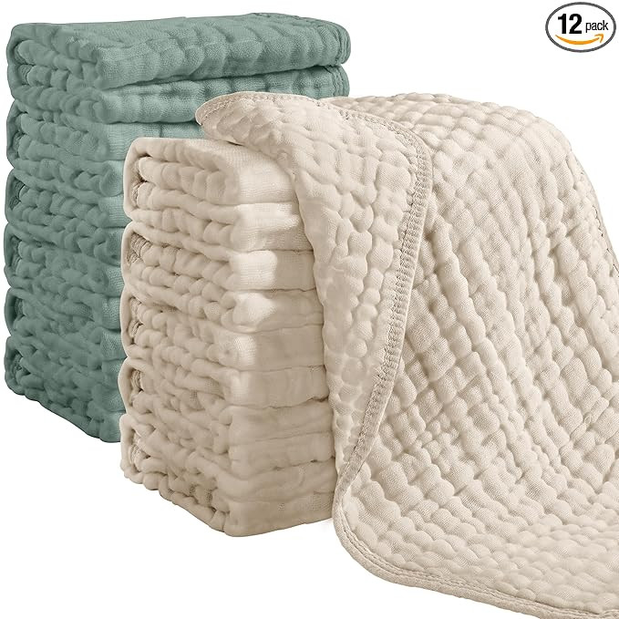 Looxii Muslin Burp Cloths 100% Cotton Muslin Cloths 12 Pack Large 20''x10'' Extra Soft and Absorb... | Amazon (US)