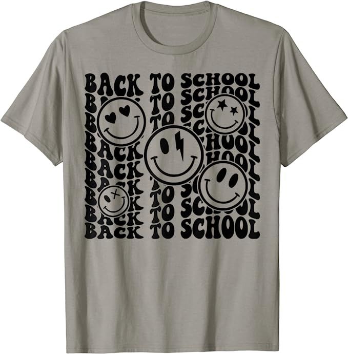 Mirror Back To School Smiley Face Happy First Day of School T-Shirt | Amazon (US)