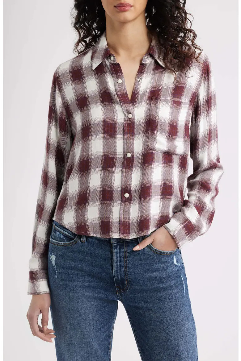 Malin Windowpane Plaid Snap-Up Shirt (Women) | Nordstrom | Nordstrom
