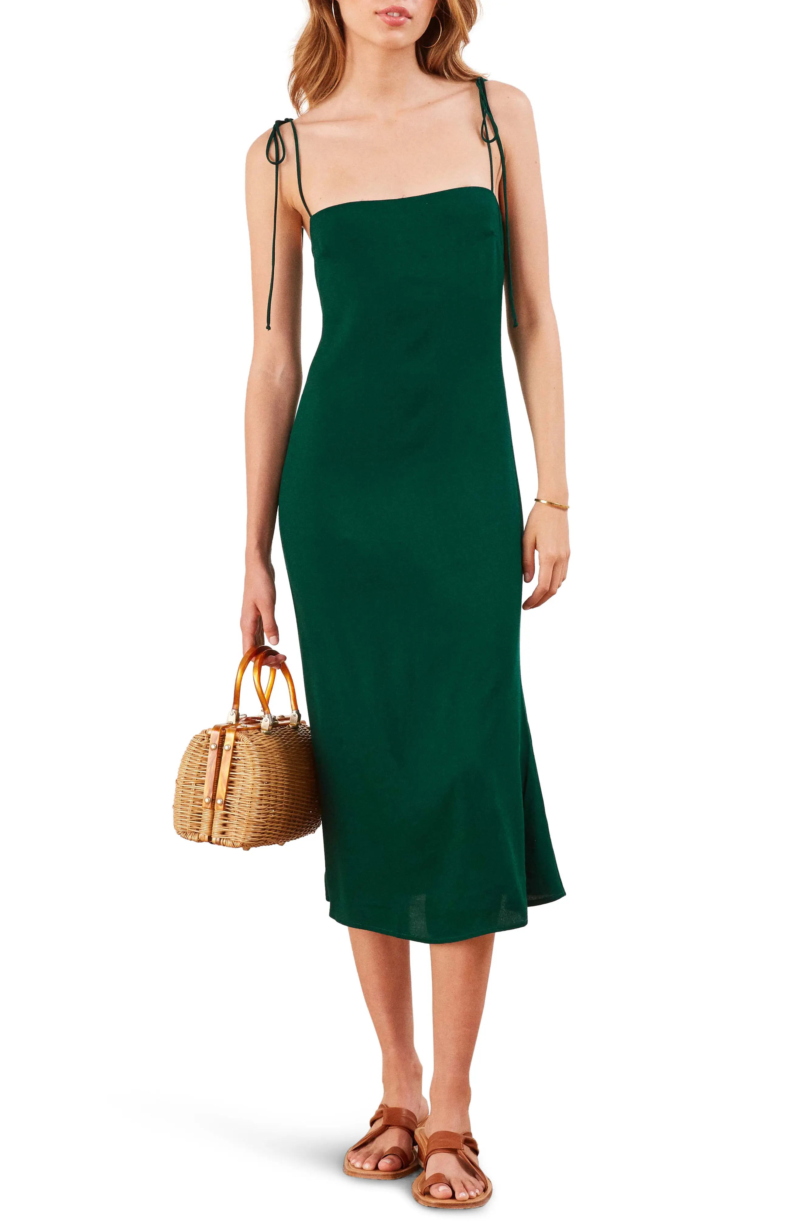 Women's Reformation Finley Tie Shoulder Midi Dress | Nordstrom